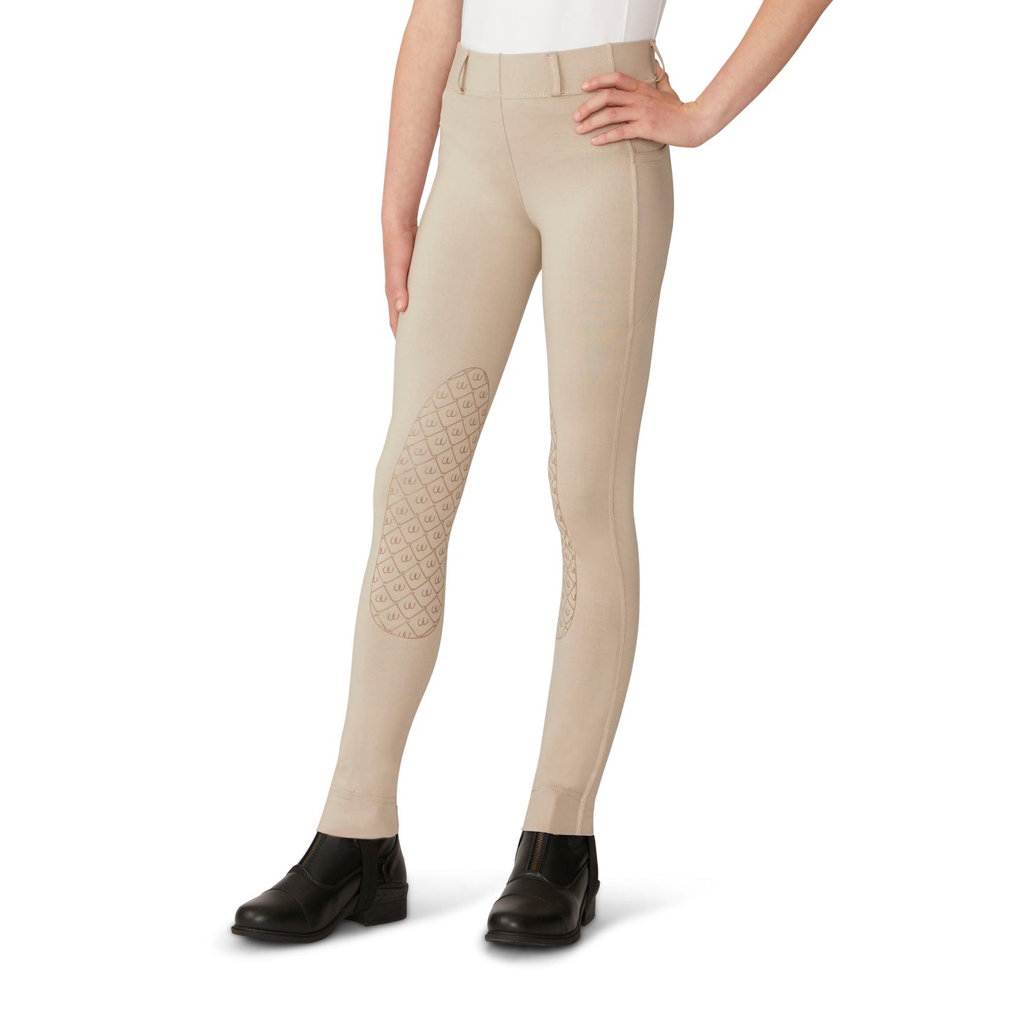 Ovation - Kids' AeroWick Pull on Silicone Knee Patch Jod - Neutral Beige