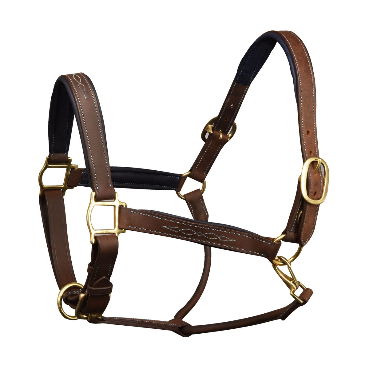 Ovation - Richtan Luxury Padded Halter - Brown/Blue