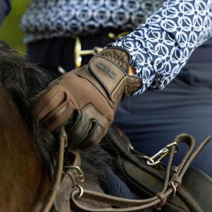 Correct Connect - Tackified Copper Tech™️ Leather Premium Riding Glove in Brown