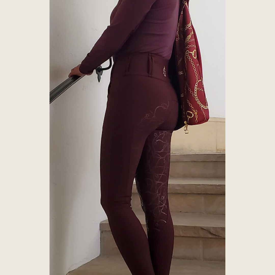 Dressage Queen Dream - Burgundy Silicone Grip Breeches with Belt Loops