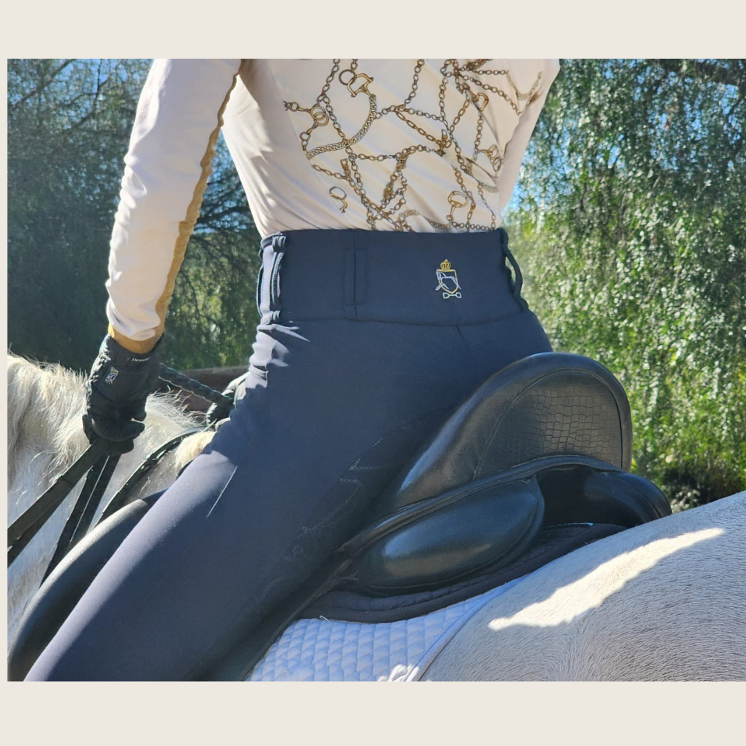 Dressage Queen Dream - Navy Silicone Grip Breeches with Belt Loops