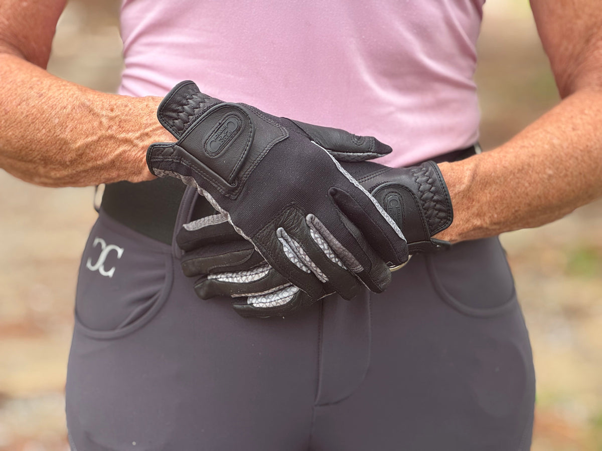 Correct Connect - Oil-Tac Copper Tech™️ Leather Premium Riding Glove in Black