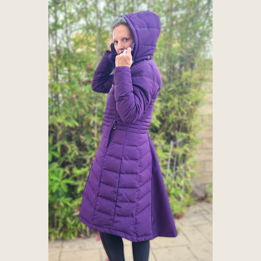 Dressage Queen Dream - Deep Purple Duck Down Riding Coat with velvet collar