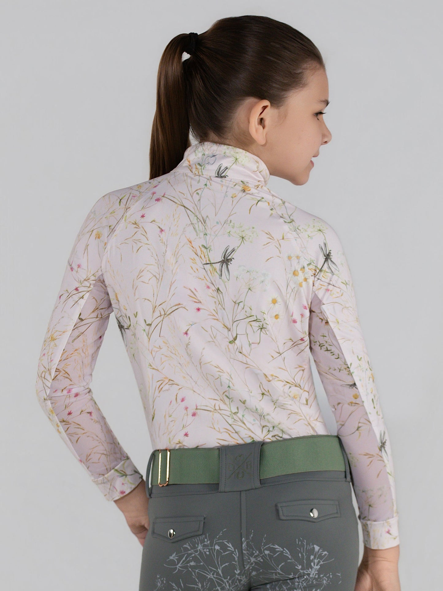 Dapplebay Kids Dragonfly Meadow 1/4 Zip LS Riding Top - Light Pink