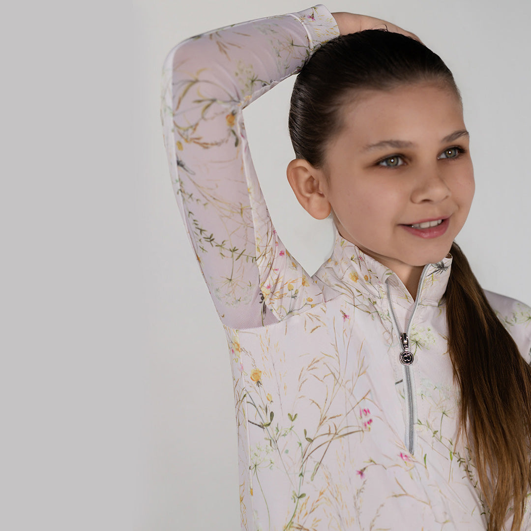 Dapplebay Kids Dragonfly Meadow 1/4 Zip LS Riding Top - Light Pink