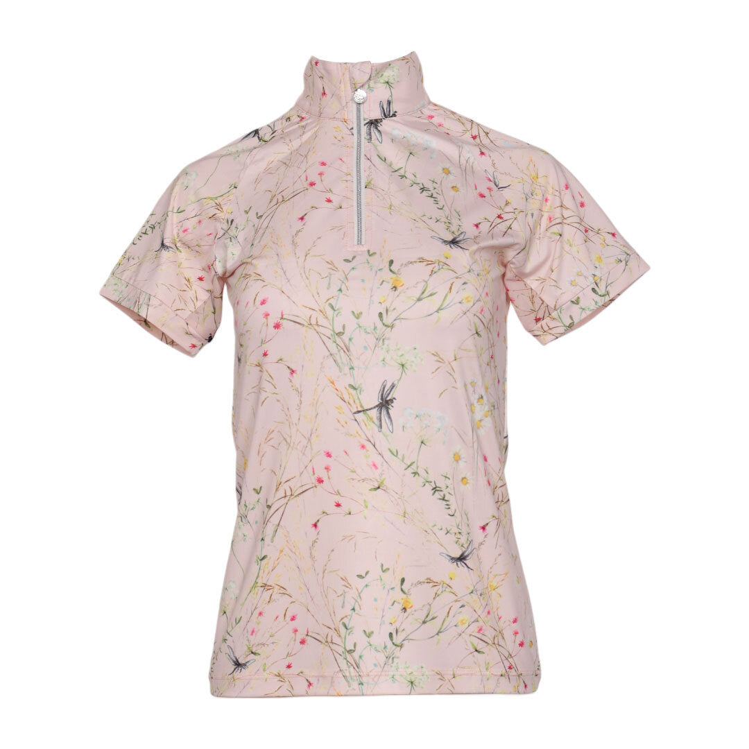 Dapplebay Kids Dragonfly Meadow 1/4 Zip SS Riding Top - Light Pink