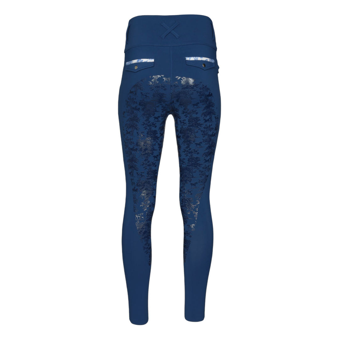 Dapplebay Kids Equestrian Toile Essential Tights - Bright Navy