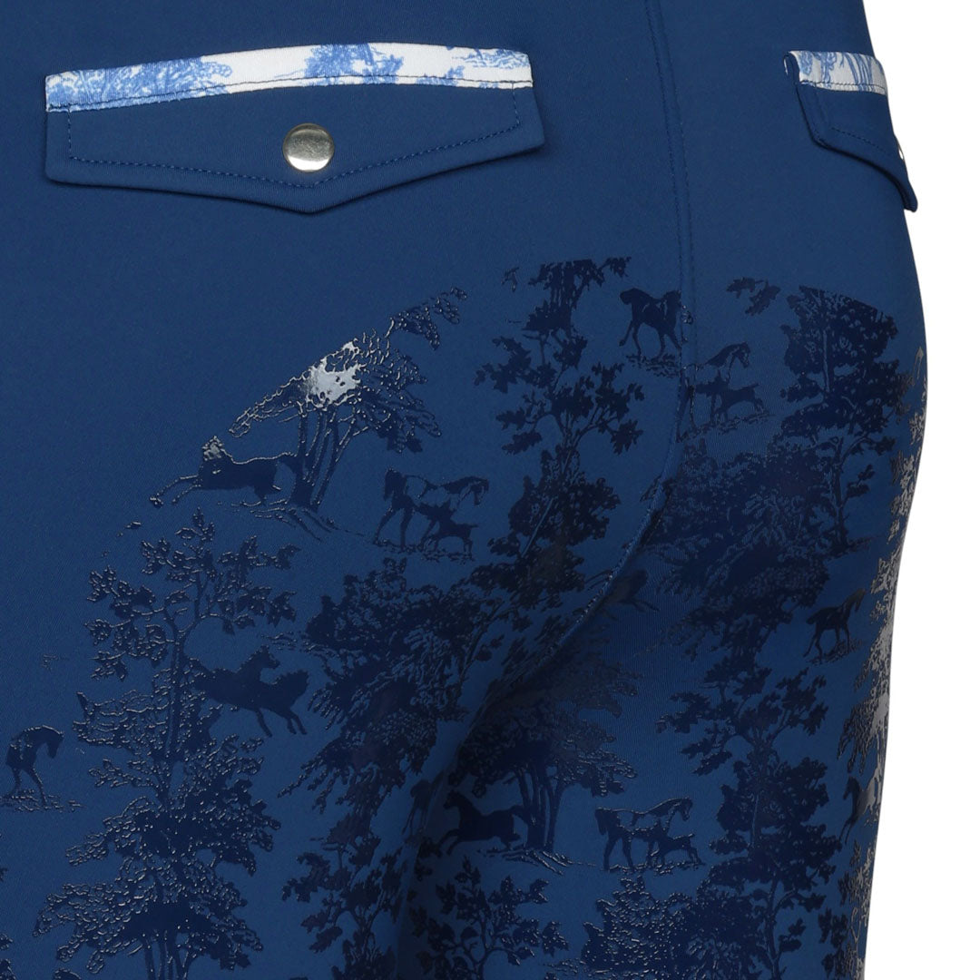 Dapplebay Kids Equestrian Toile Essential Tights - Bright Navy