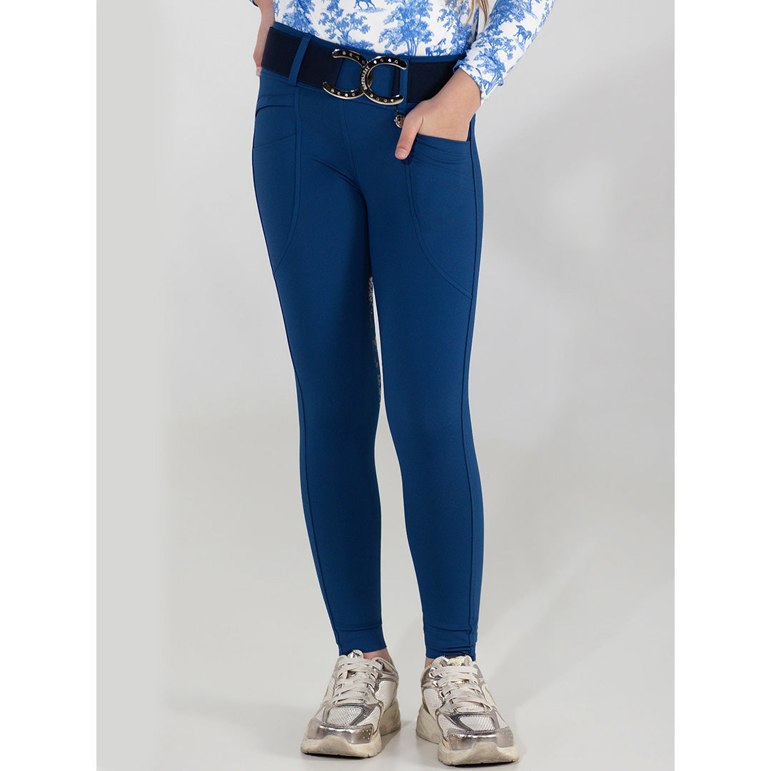 Dapplebay Kids Equestrian Toile Essential Tights - Bright Navy