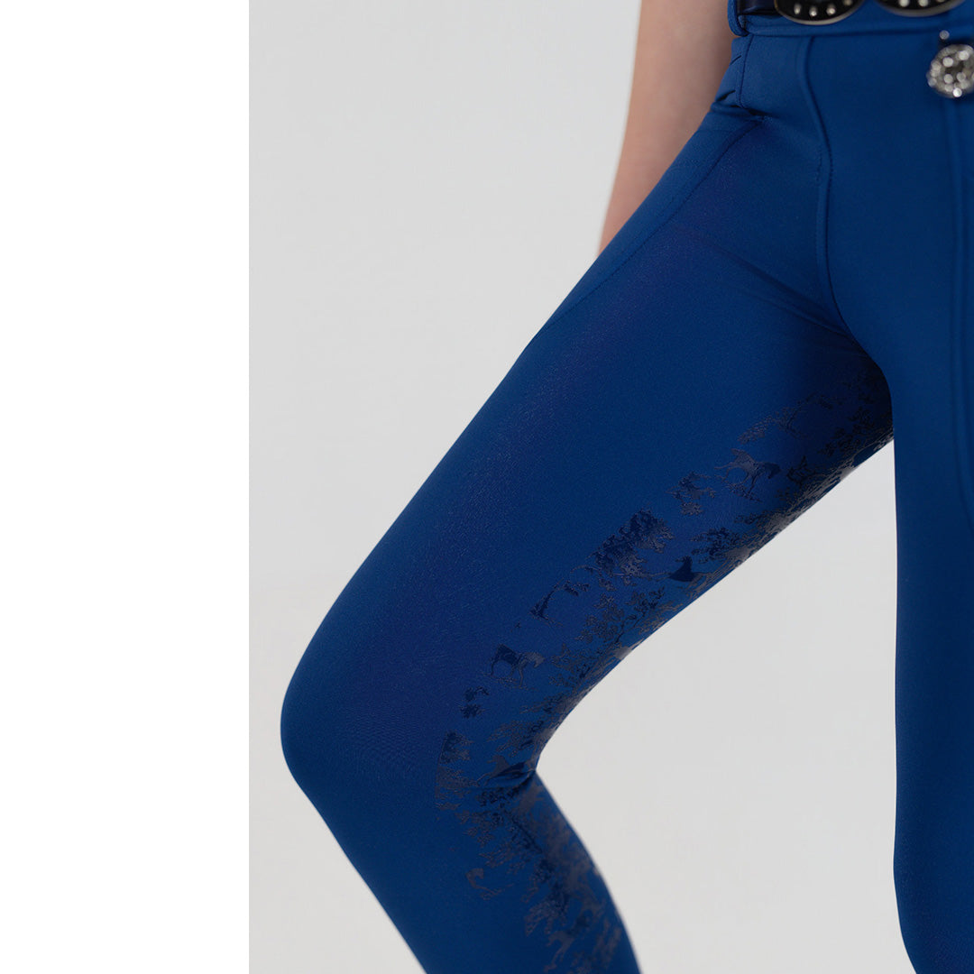 Dapplebay Kids Equestrian Toile Essential Tights - Bright Navy