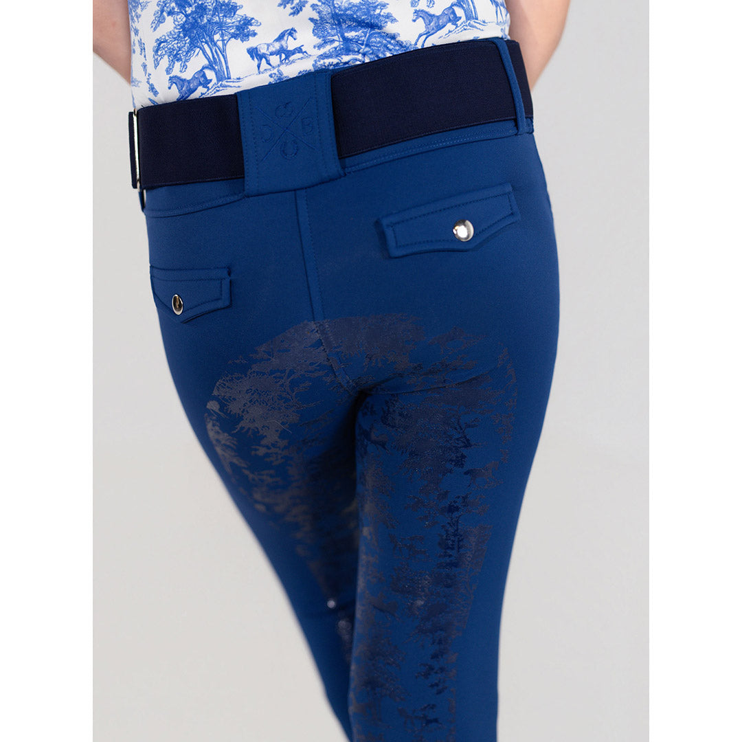 Dapplebay Kids Equestrian Toile Essential Tights - Bright Navy