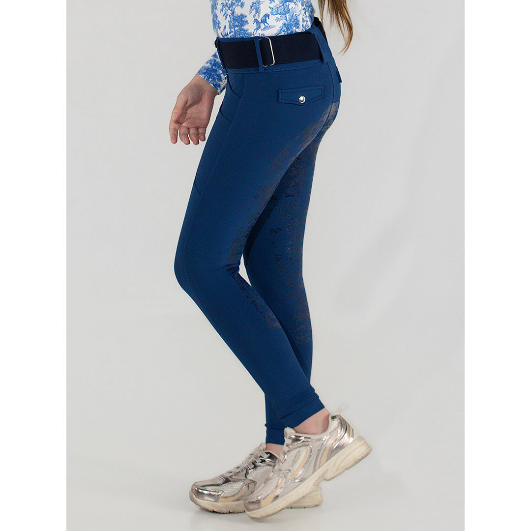 Dapplebay Kids Equestrian Toile Essential Tights - Bright Navy