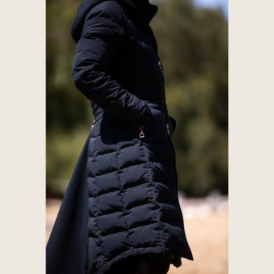 Dressage Queen Dream - Black Duck Down Riding Coat with Velvet Collar