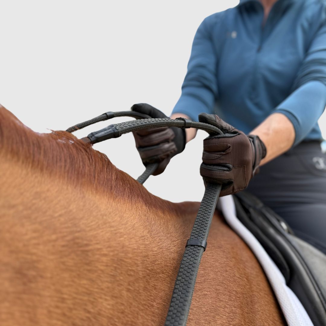 Correct Connect - Super Grip Reins - Heavy Rubber Rein for Ultimate Grip  Hand Stops 5" (13cm) Apart