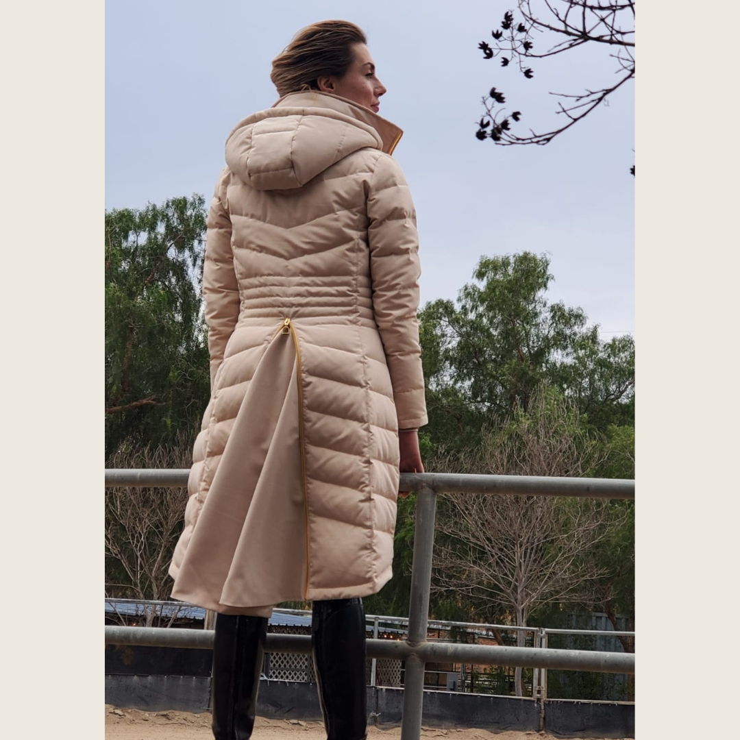 Dressage Queen Dream - Cream Duck Down Riding Coat with Velvet Collar