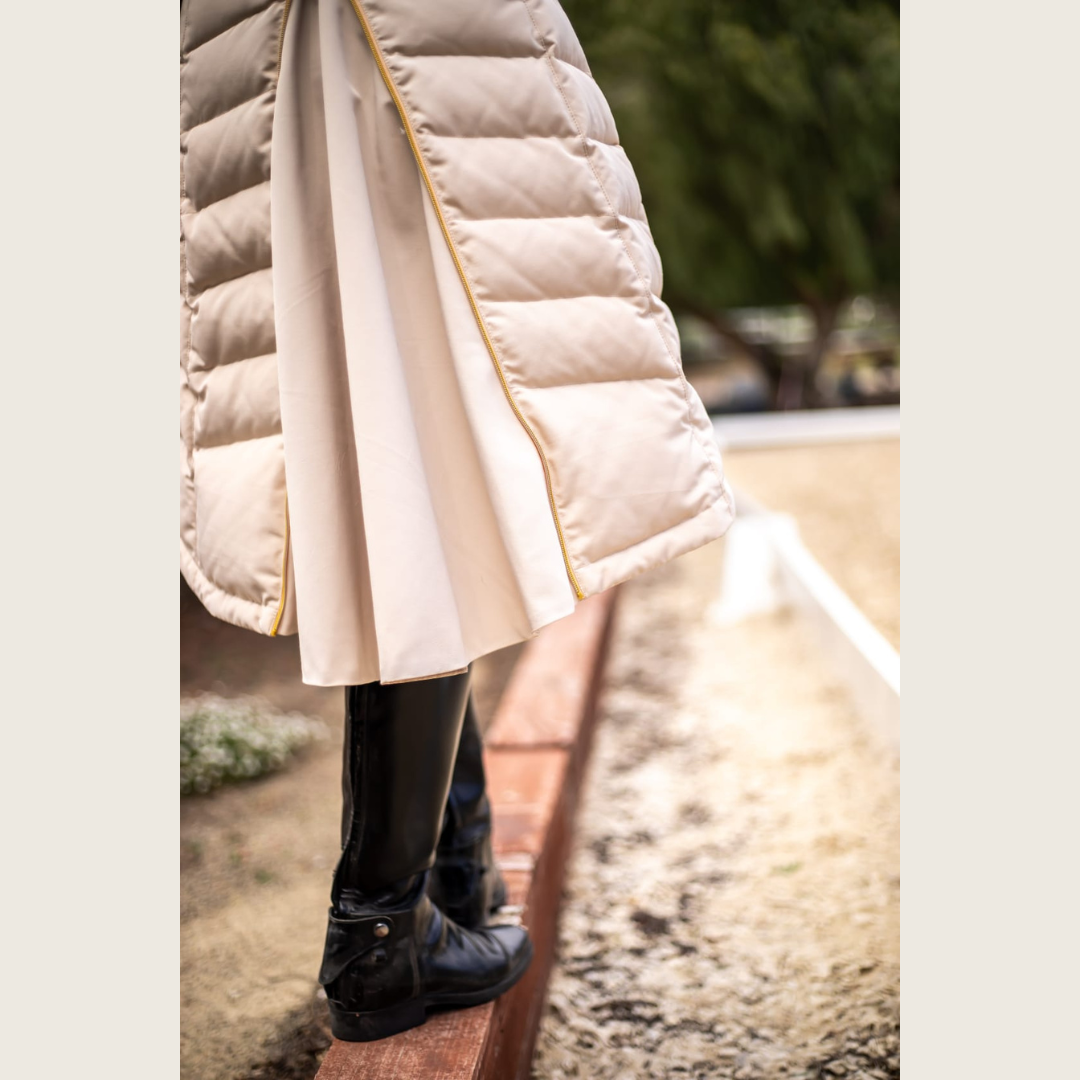 Dressage Queen Dream - Cream Duck Down Riding Coat with Velvet Collar