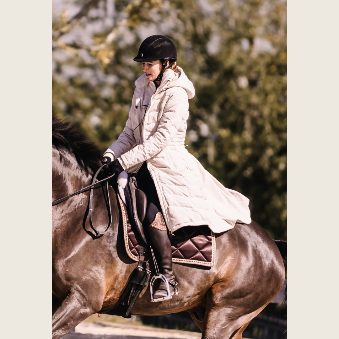 Dressage Queen Dream - Cream Duck Down Riding Coat with Velvet Collar