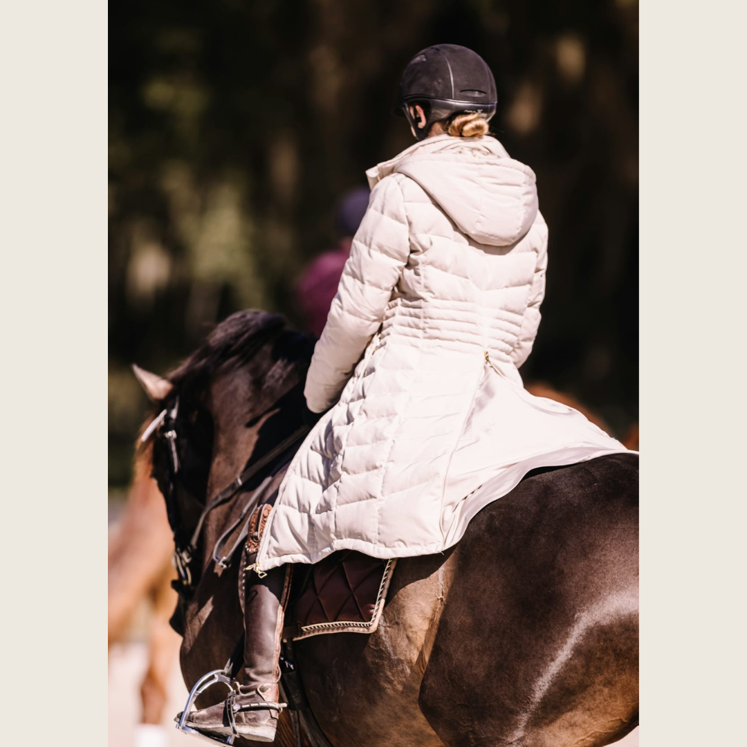 Dressage Queen Dream - Cream Duck Down Riding Coat with Velvet Collar