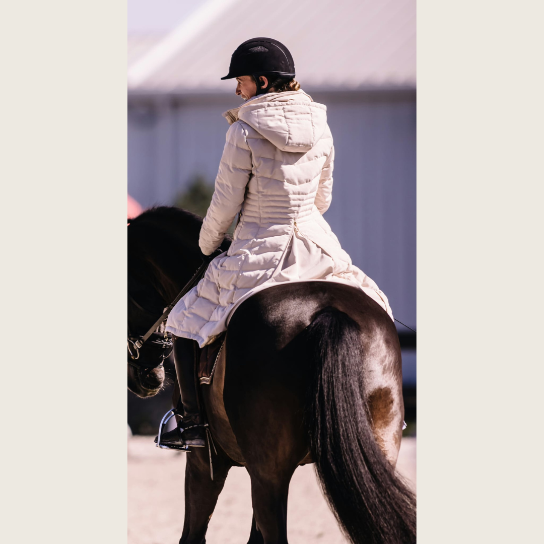 Dressage Queen Dream - Cream Duck Down Riding Coat with Velvet Collar