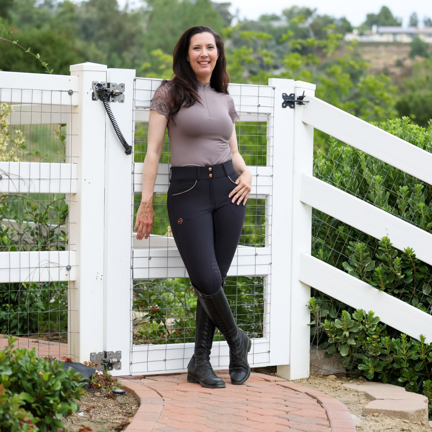 Halter Ego - Evolution Full Seat Breeches - Black and Rose Gold