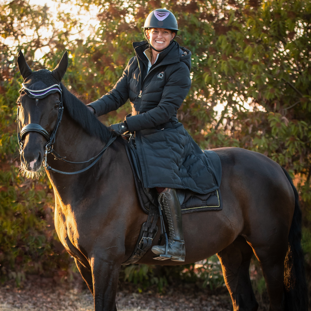 Dressage Queen Dream - Black Duck Down Riding Coat with Velvet Collar