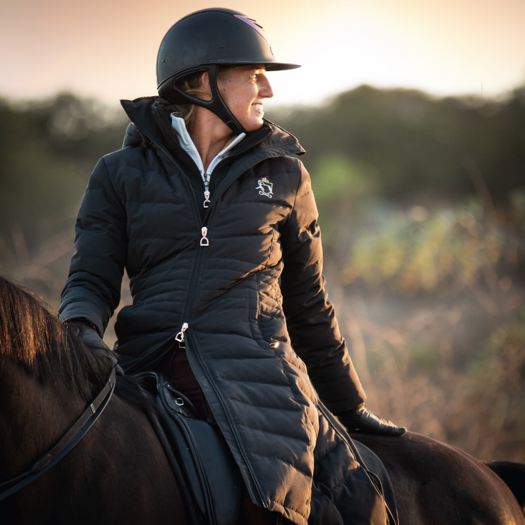Dressage Queen Dream - Black Duck Down Riding Coat with Velvet Collar