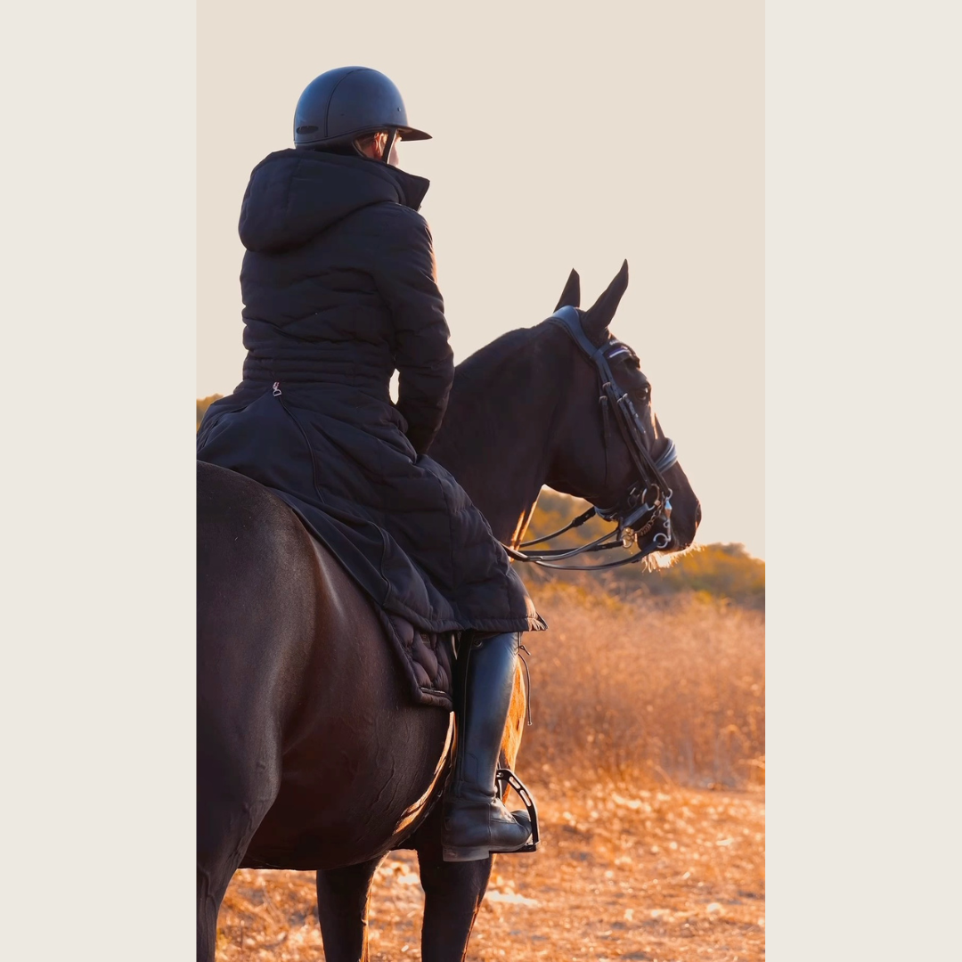 Dressage Queen Dream - Black Duck Down Riding Coat with Velvet Collar
