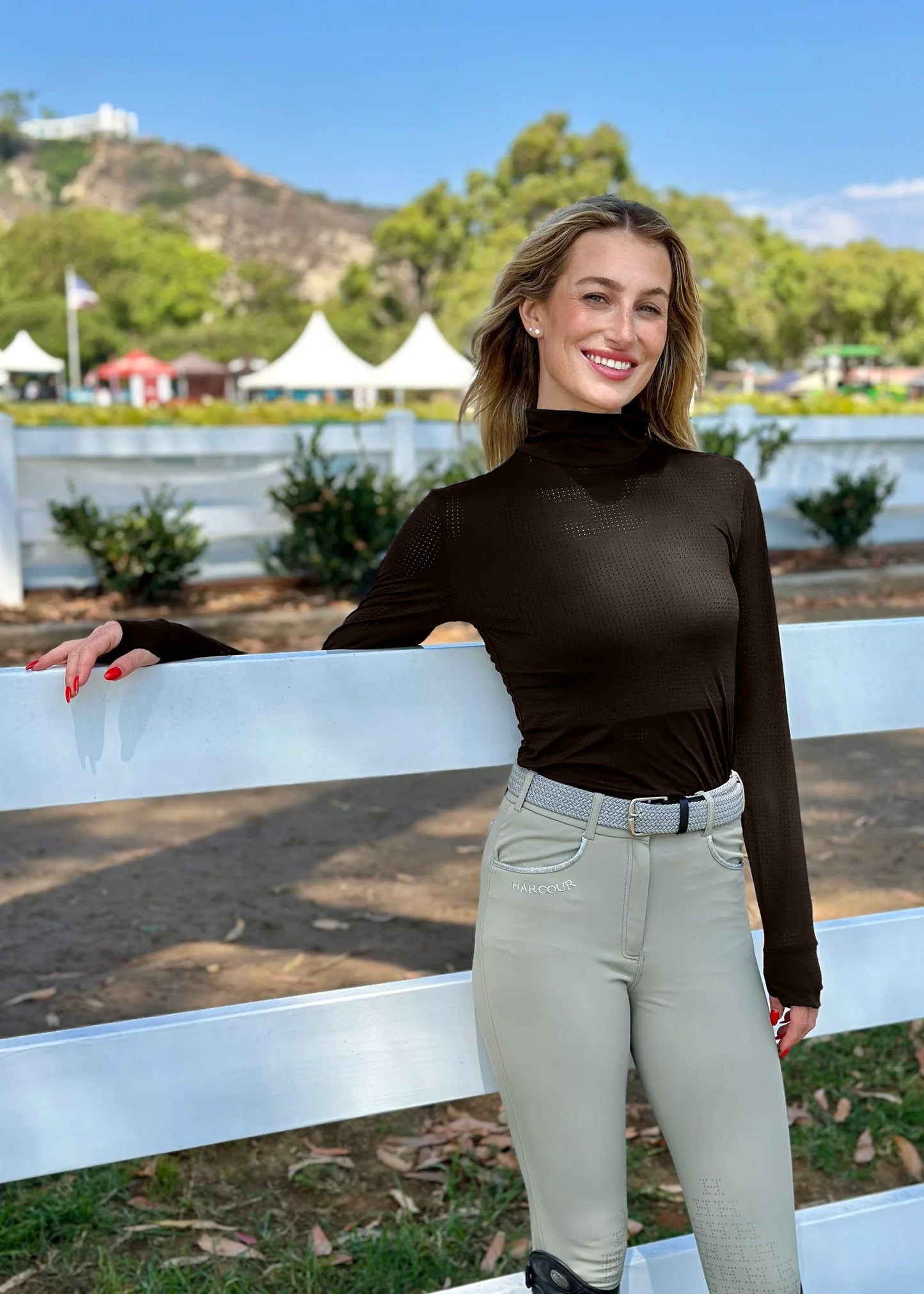 Harcour USA - Venti Women's Mock Neck Perforated Long Sleeve Technical Shirt