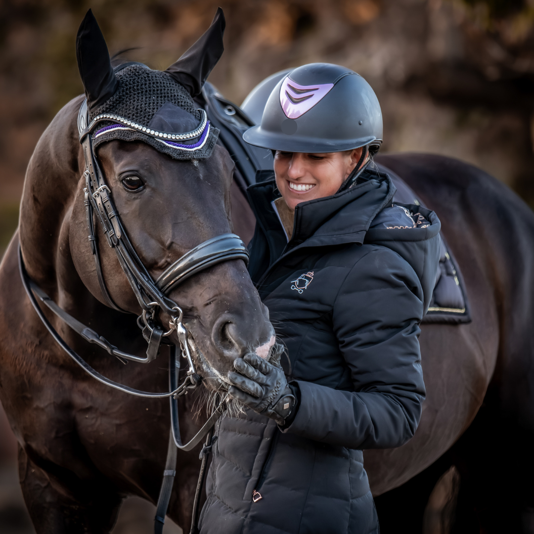 Dressage Queen Dream - Black Duck Down Riding Coat with Velvet Collar