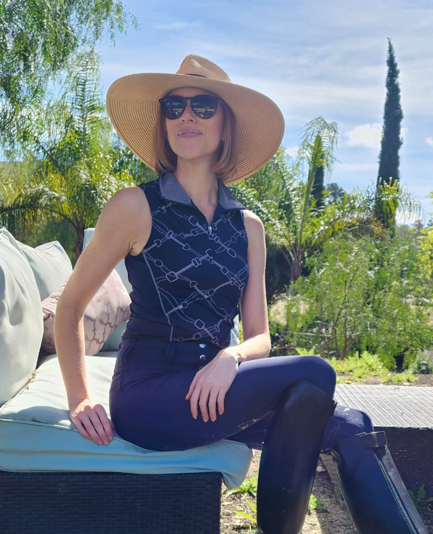 Dressage Queen Dream - Sleeveless Navy and Silver Riding Shirt