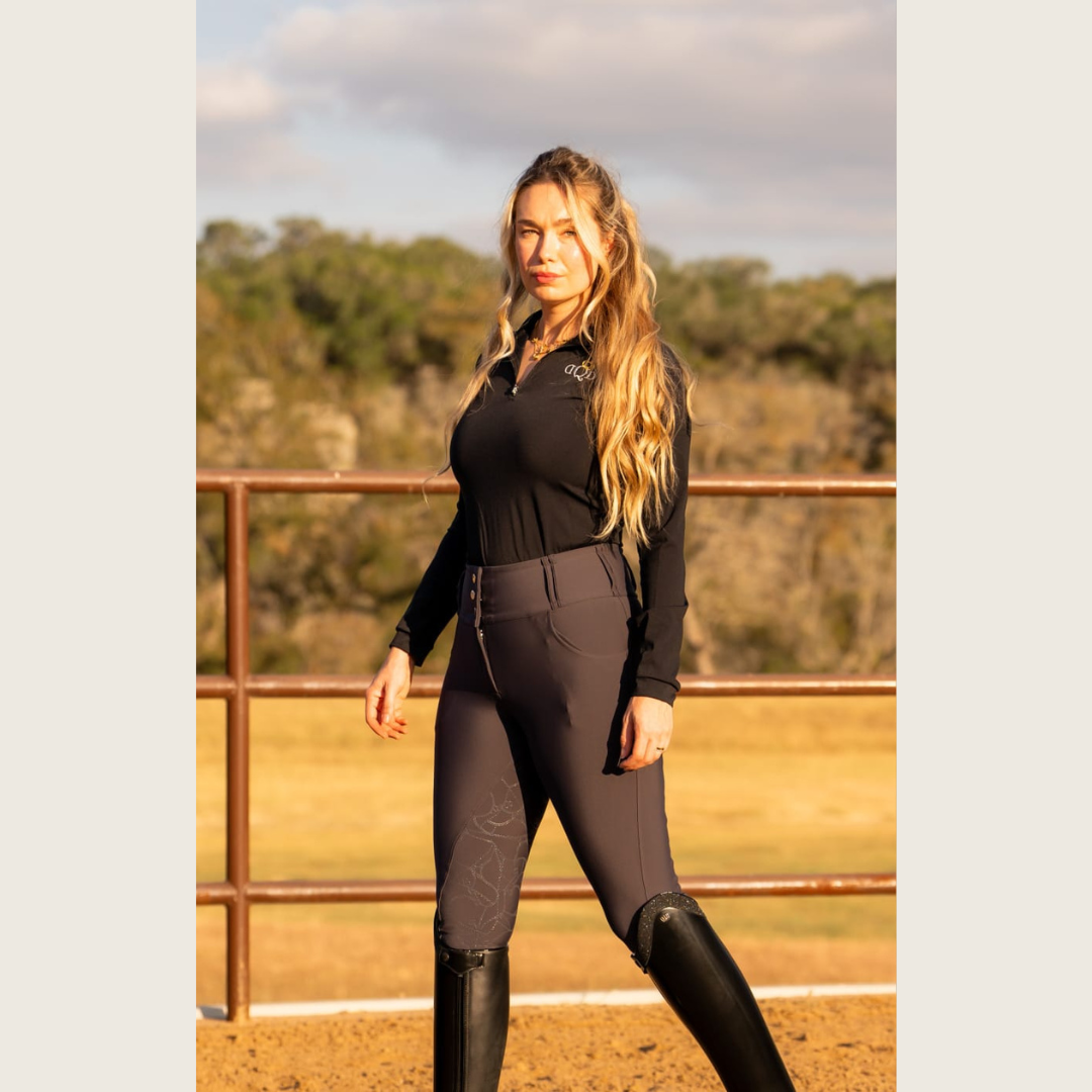 Dressage Queen Dream - Heather Grey Silicone Grip Breeches with Belt Loops