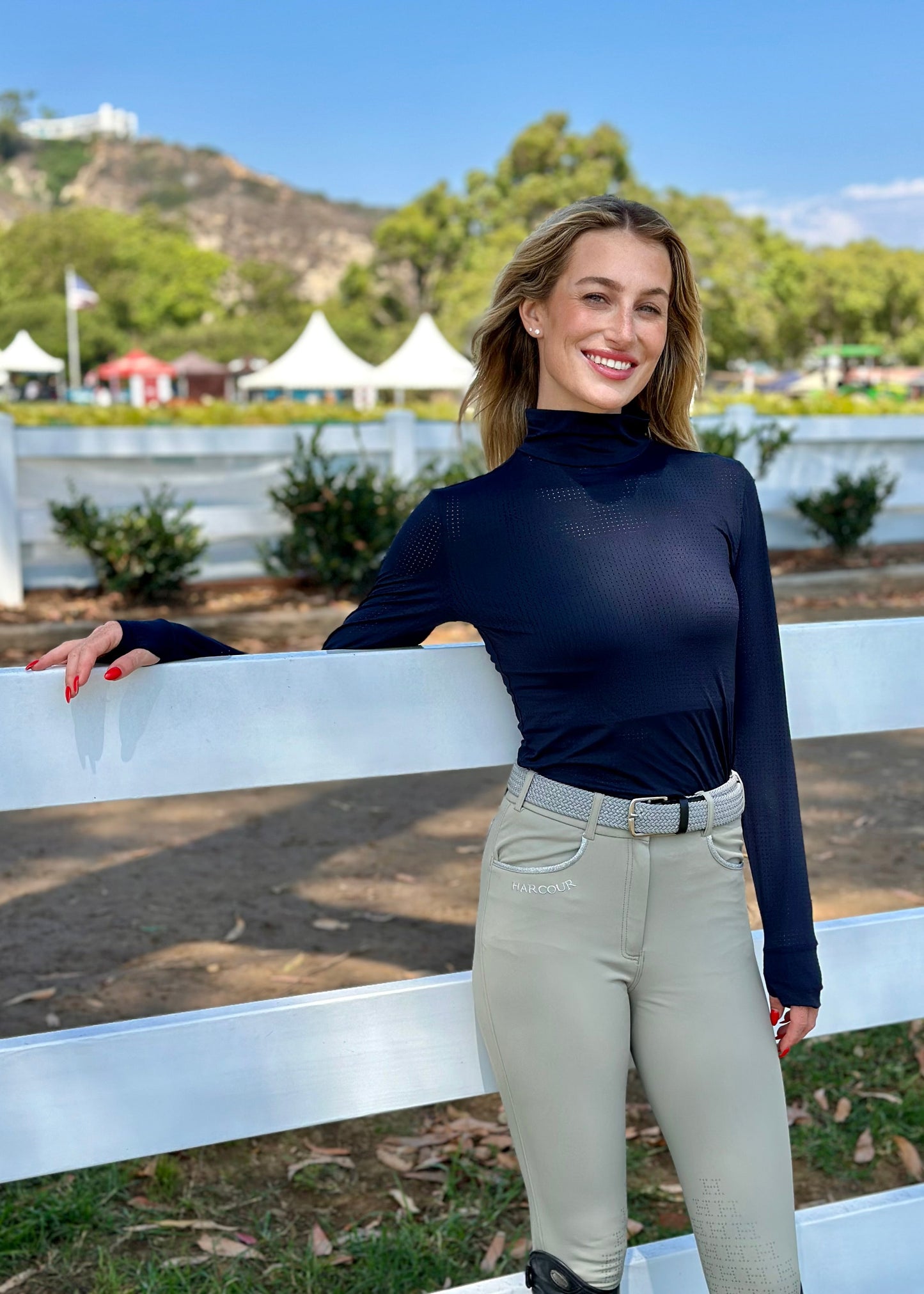 Harcour USA - Venti Women's Mock Neck Perforated Long Sleeve Technical Shirt