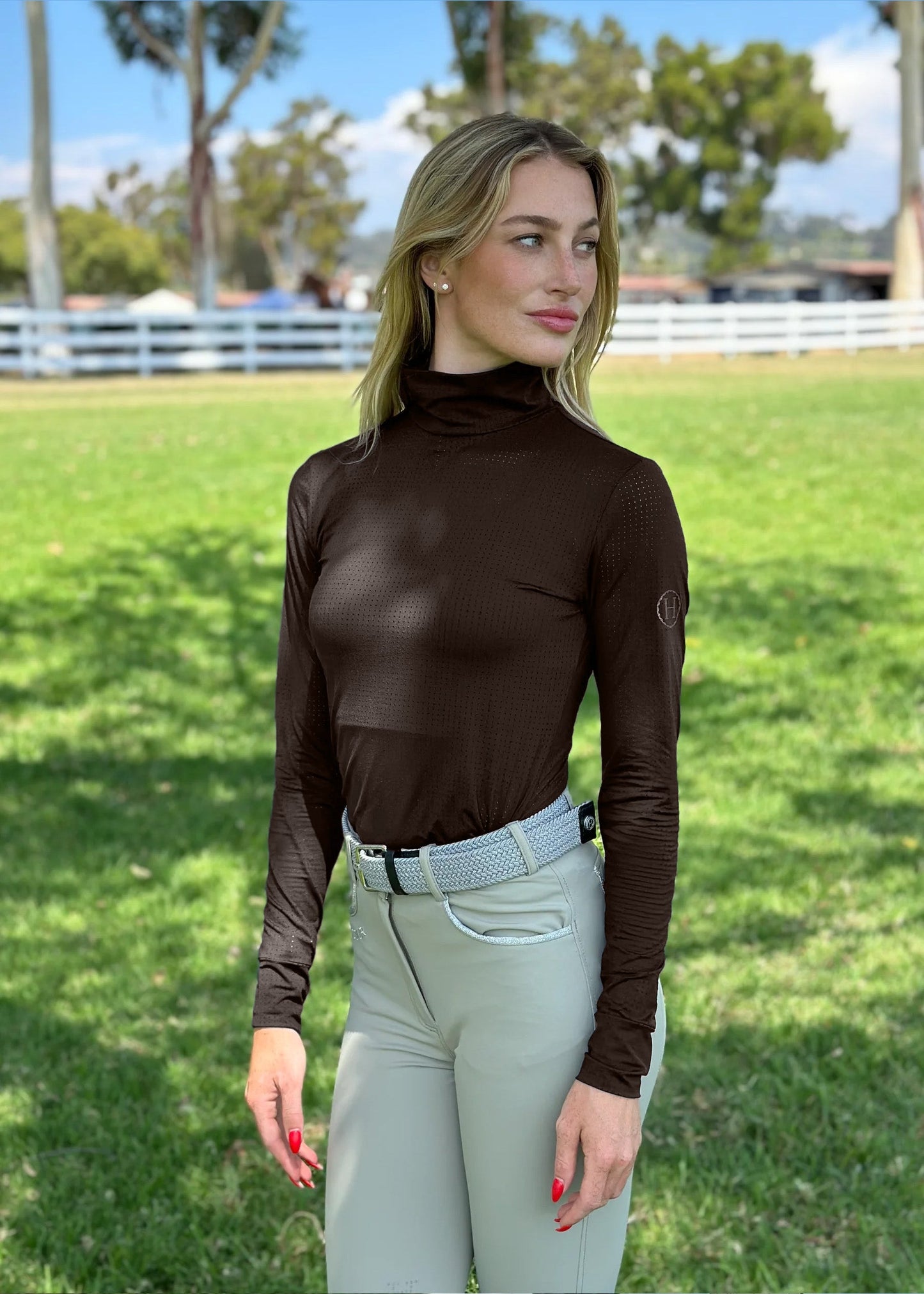 Harcour USA - Venti Women's Mock Neck Perforated Long Sleeve Technical Shirt