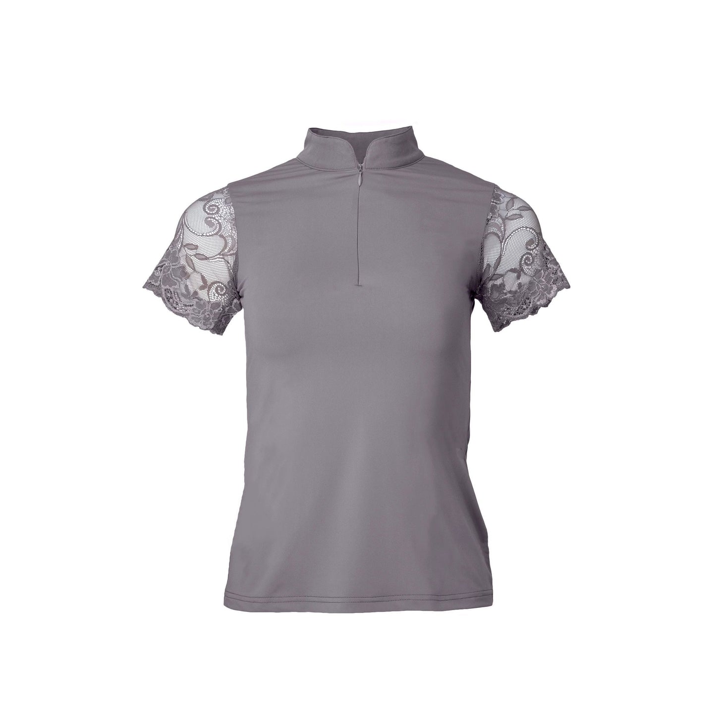Halter Ego - Tara Short Sleeve Lace Competition Shirt - Dove Grey