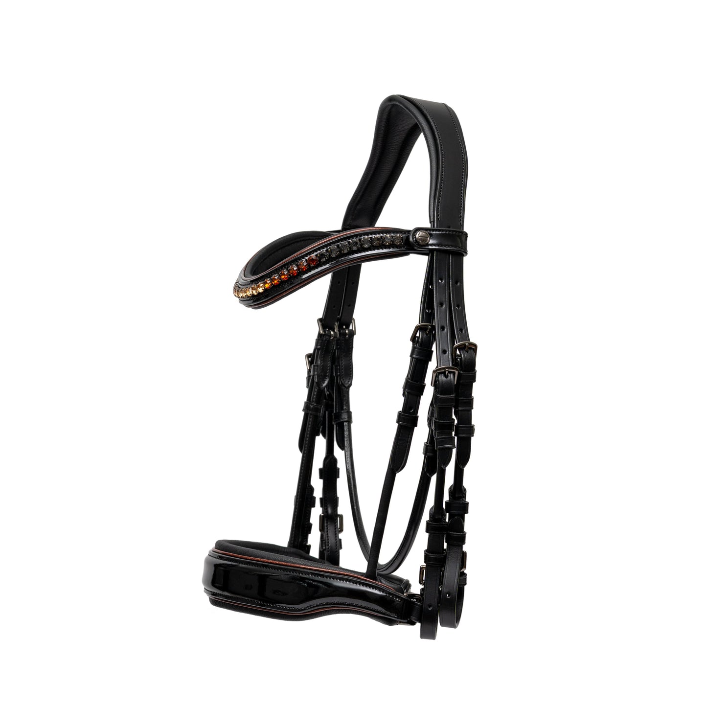 Halter Ego - The Aachen Rolled Black Patent Leather Double Bridle
