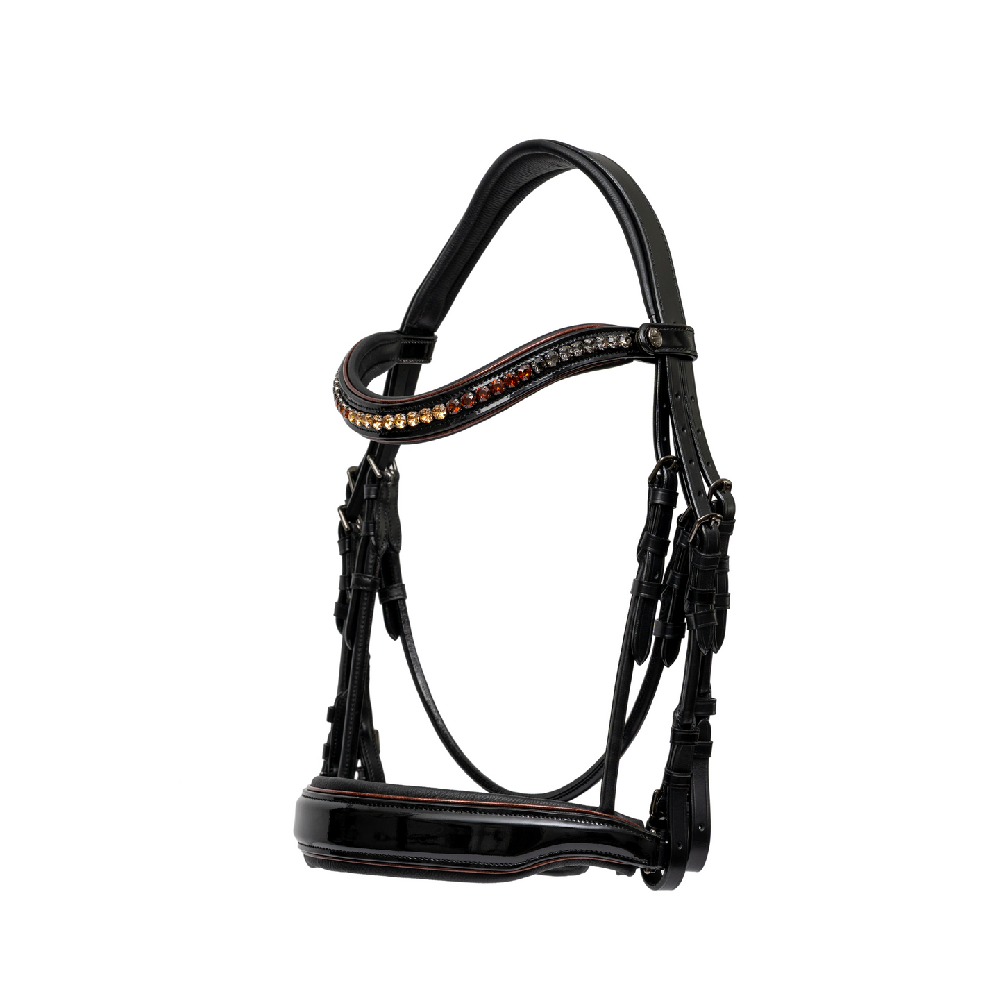 Halter Ego - The Aachen Rolled Black Patent Leather Double Bridle