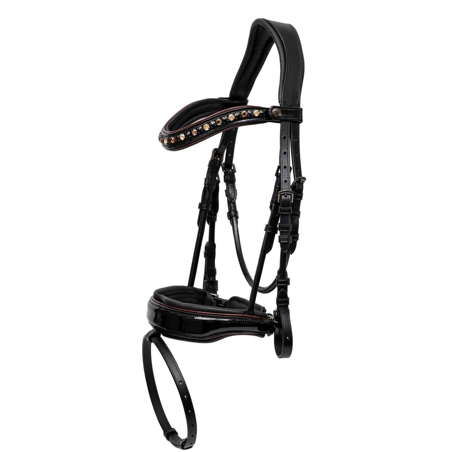Halter Ego - The Aachen Rolled Black Patent Leather Snaffle Bridle