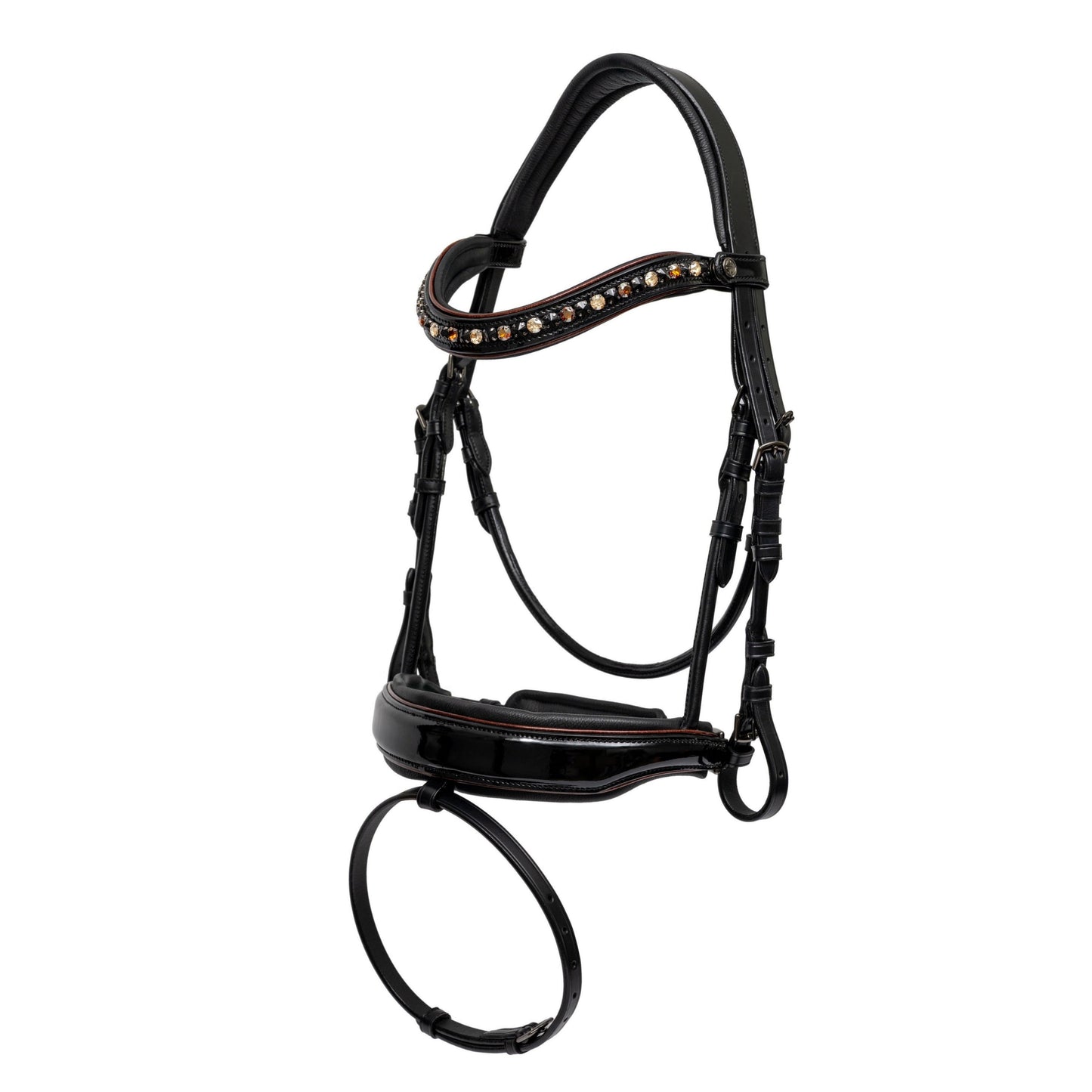 Halter Ego - The Aachen Rolled Black Patent Leather Snaffle Bridle