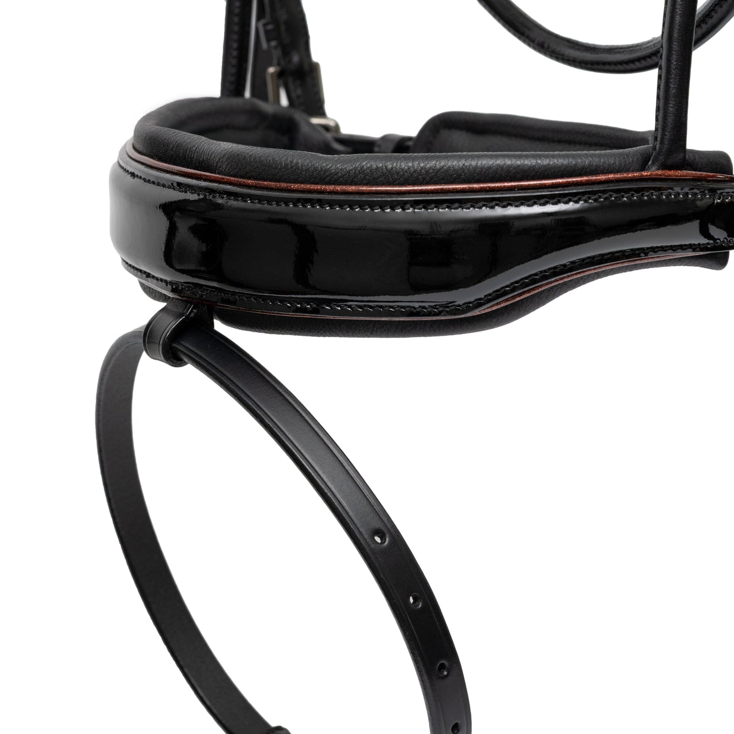 Halter Ego - The Aachen Rolled Black Patent Leather Snaffle Bridle