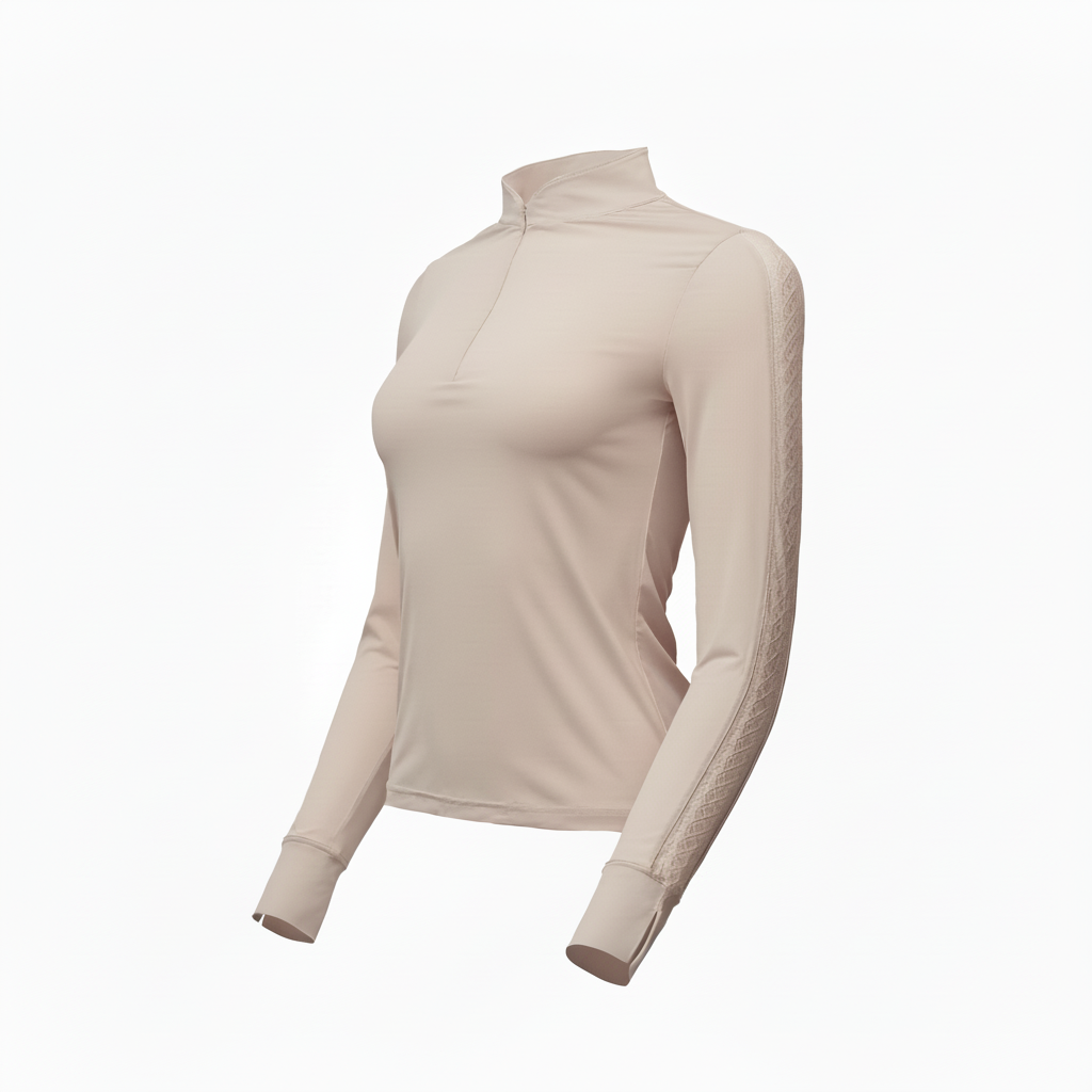 Halter Ego - Annabelle - Long Sleeve Lace Riding Top - Latte
