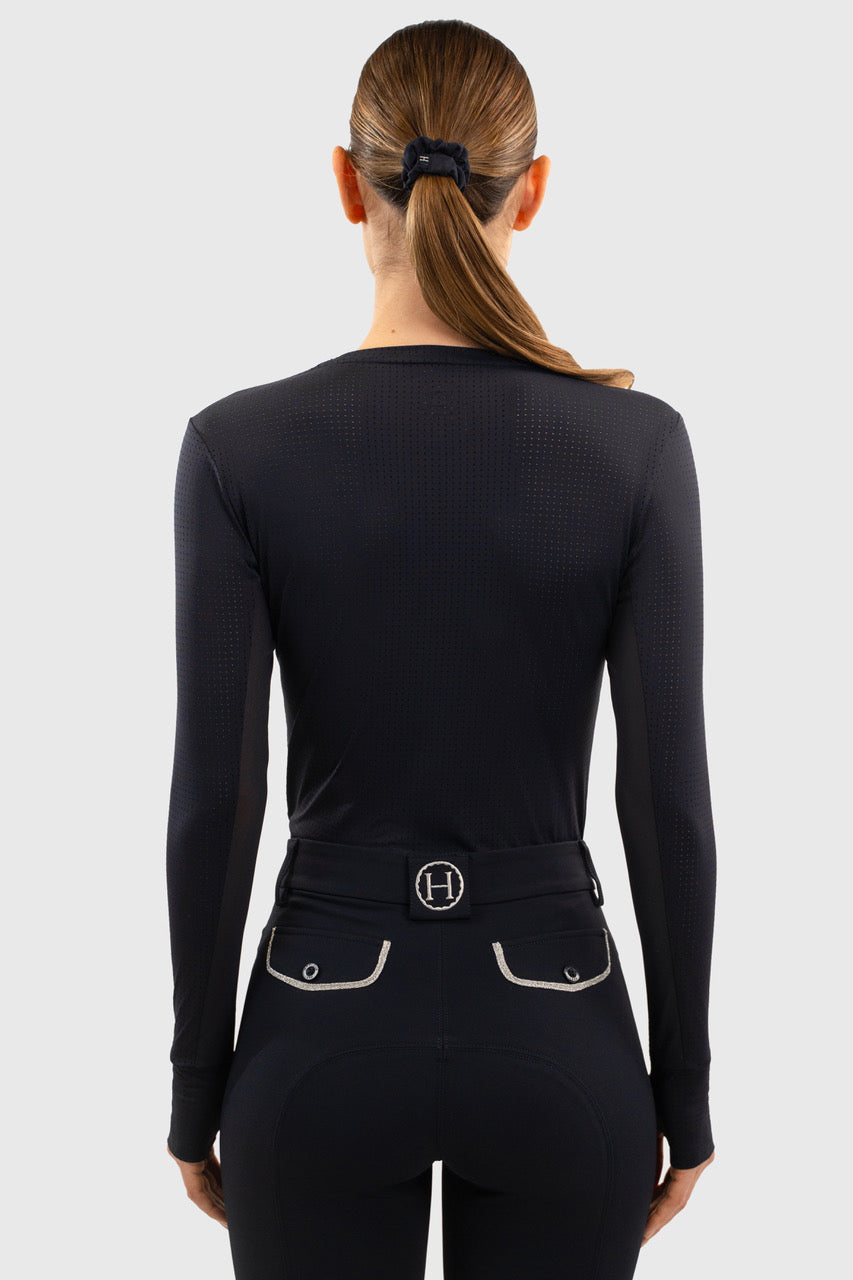Harcour USA - Bluvea Women's Perforated Long Sleeve Crew Neck