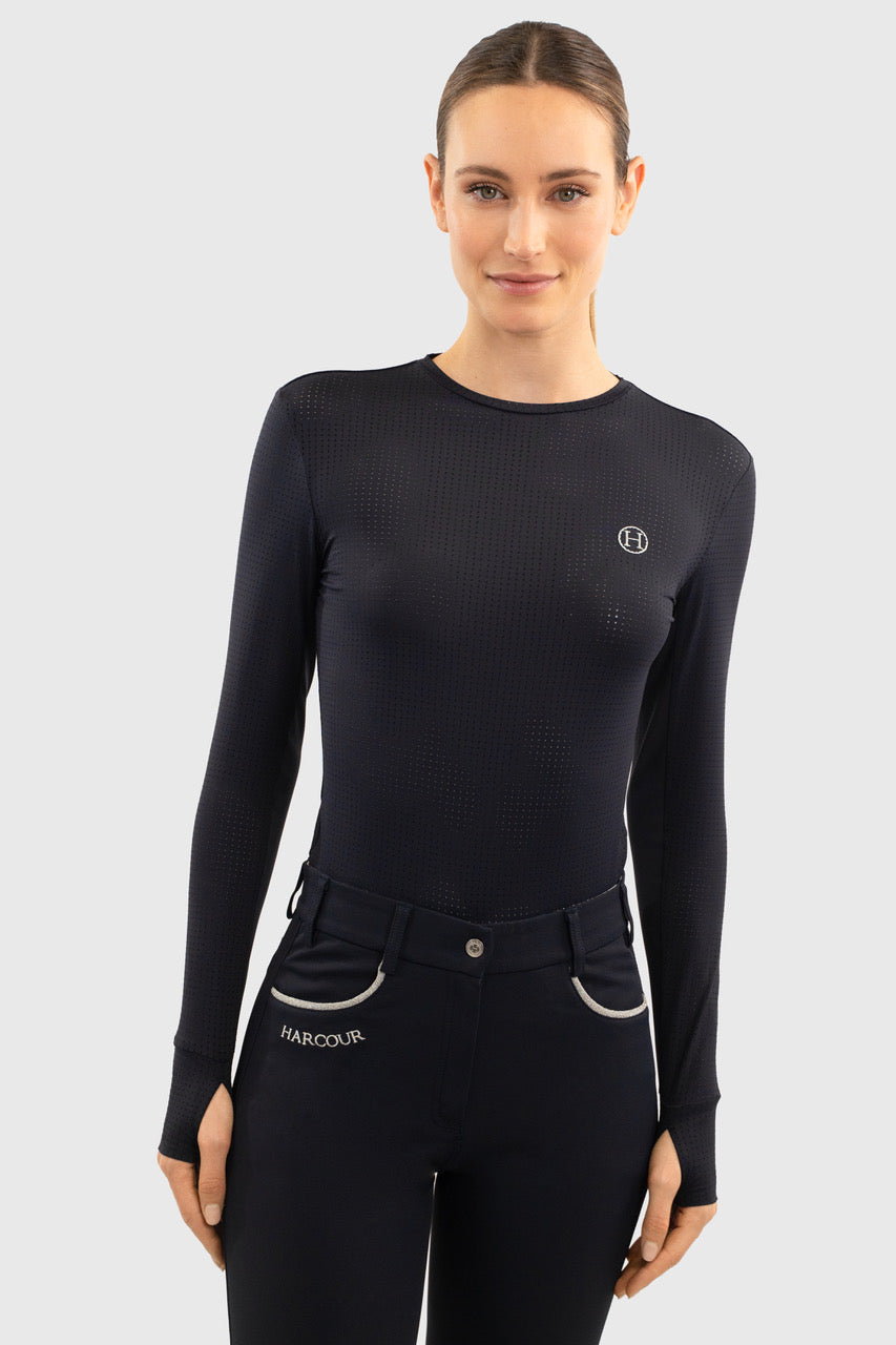 Harcour USA - Bluvea Women's Perforated Long Sleeve Crew Neck