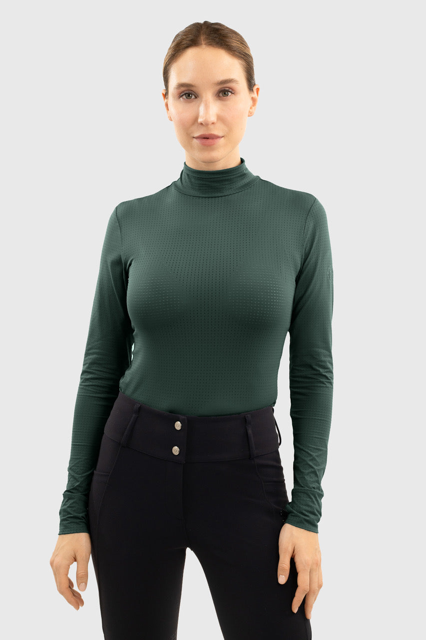 Harcour USA - Venti Women's Mock Neck Perforated Long Sleeve Technical Shirt