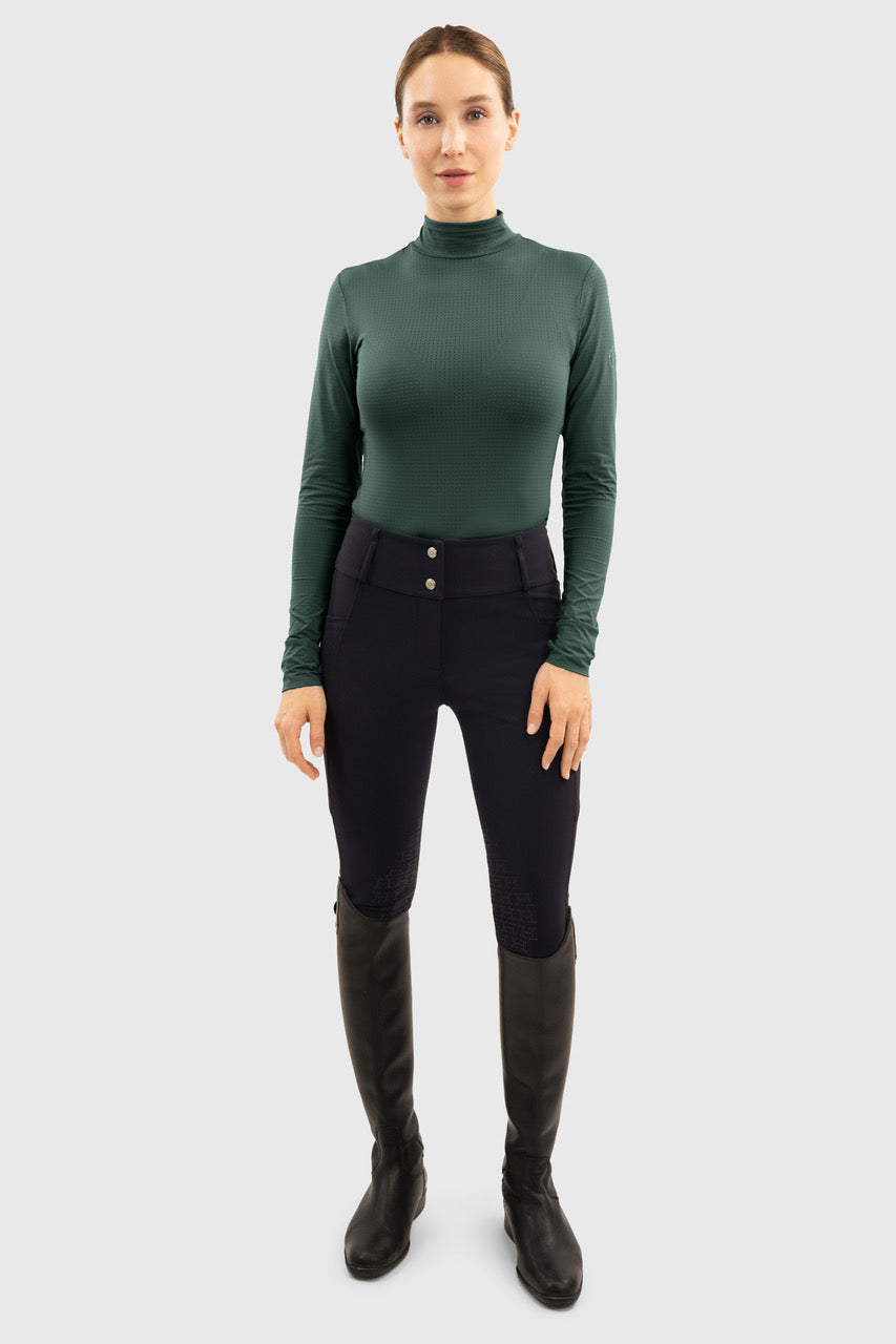 Harcour USA - Venti Women's Mock Neck Perforated Long Sleeve Technical Shirt