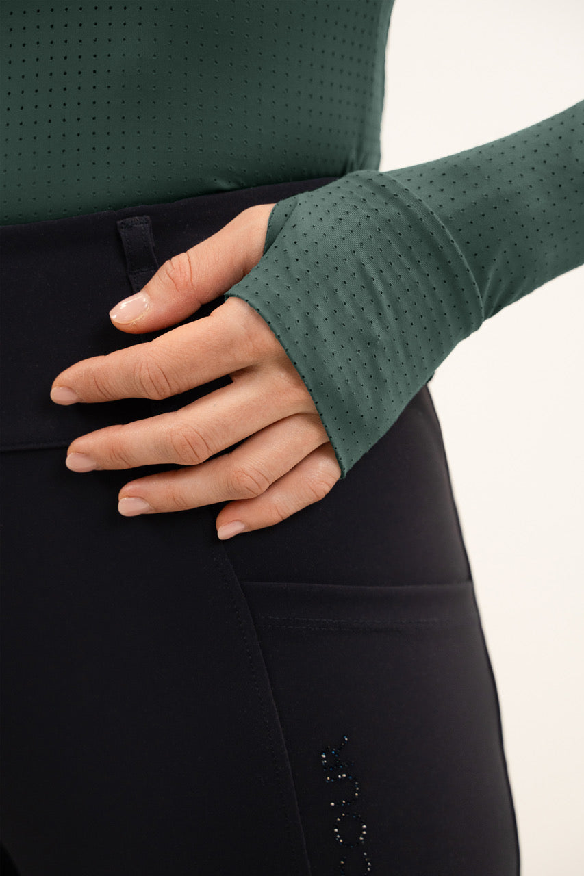 Harcour USA - Venti Women's Mock Neck Perforated Long Sleeve Technical Shirt