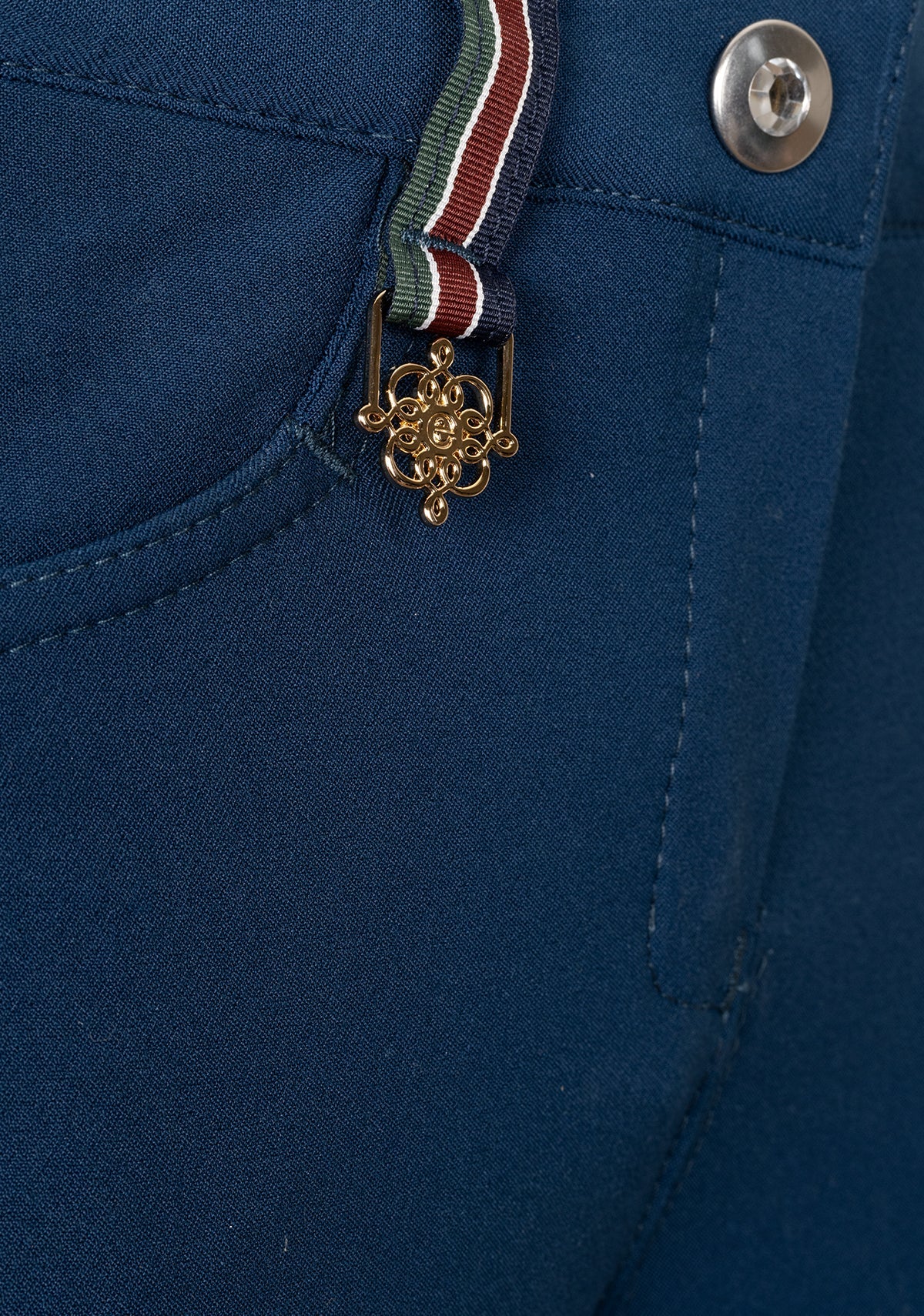 Espoir - Coquet Knee Patch Peacock Blue Bamboo Breeches