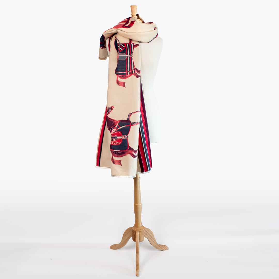 Urban Equestrian Equus -  Crimson Equestrian Motif Luxe Shawl
