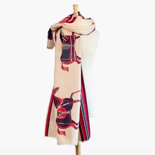 Urban Equestrian Equus -  Crimson Equestrian Motif Luxe Shawl