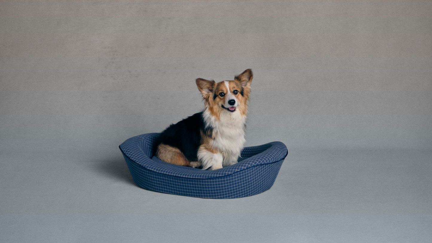 Enid Blythe Timeless Dog Bed in Wren's Blueprint