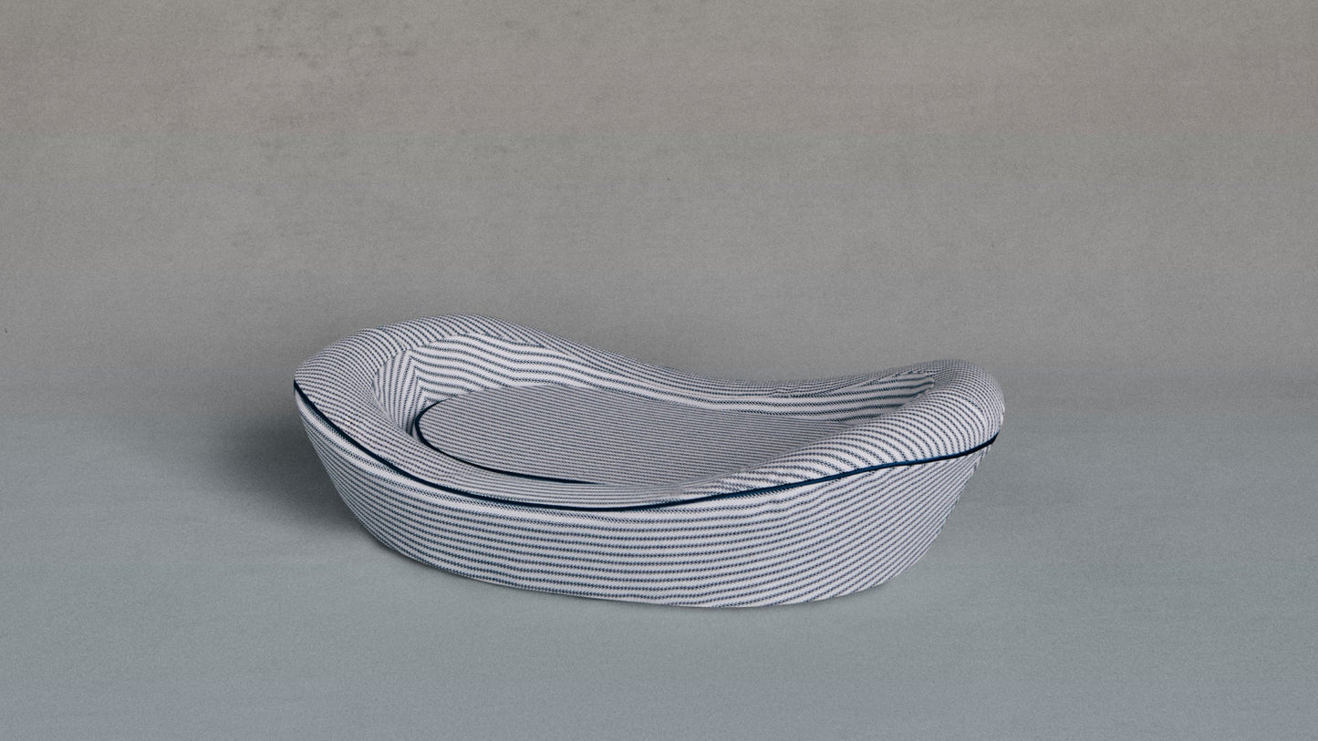 Enid Blythe Timeless Dog Bed in Blue Blood Ticking